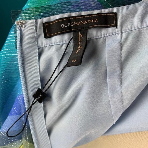 BCBGMaxAzria Silk Metallic Maxi Halter Dress New 10 - Picture 11 of 12